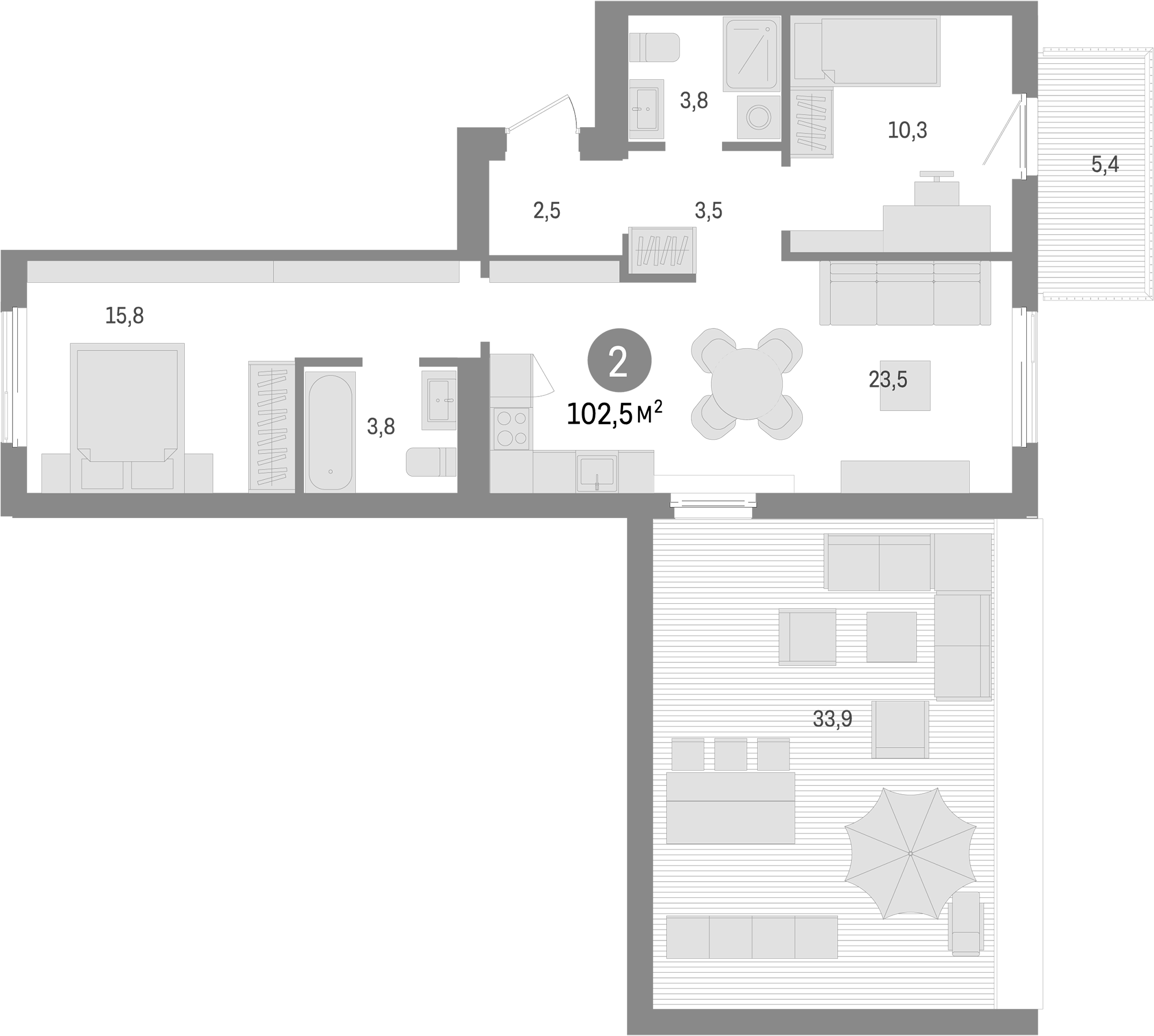 Планировка — Пшеница, 3-комн., 63 м²