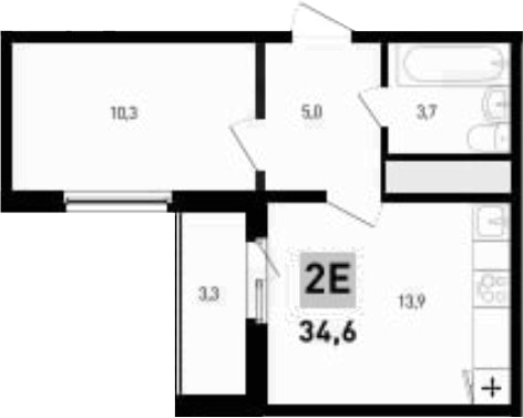 Планировка — 5 элемент Аске, 2-комн., 33 м²