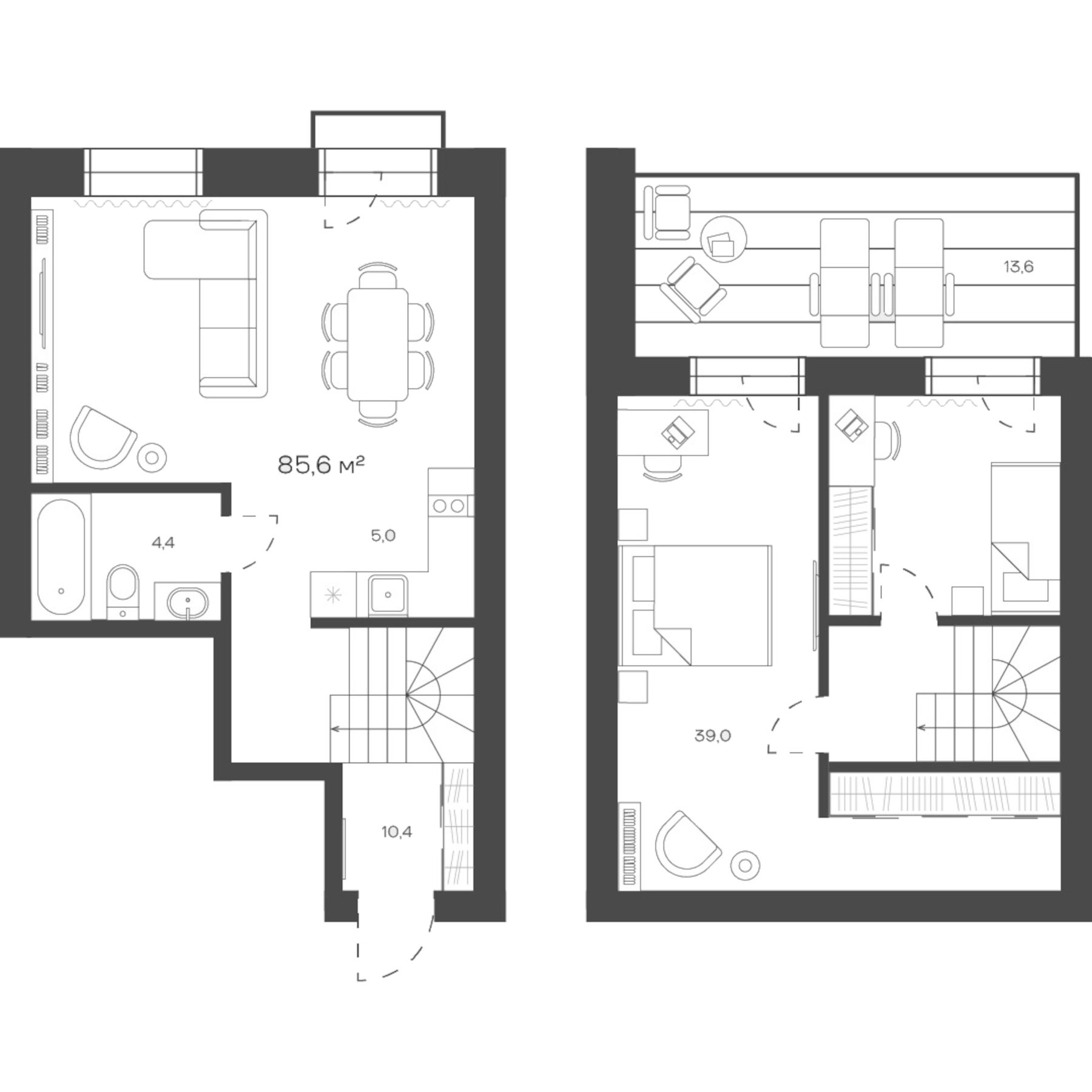 Планировка — Freedom Village, 1-комн., 86 м²