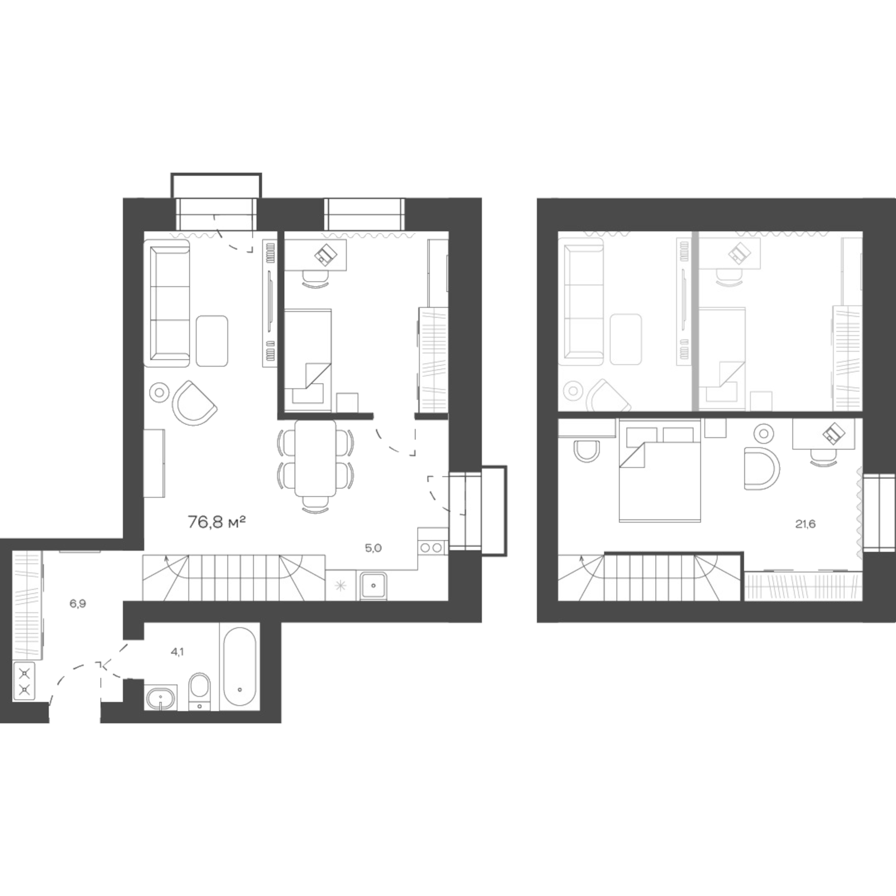 Планировка — Freedom Village, 1-комн., 77 м²