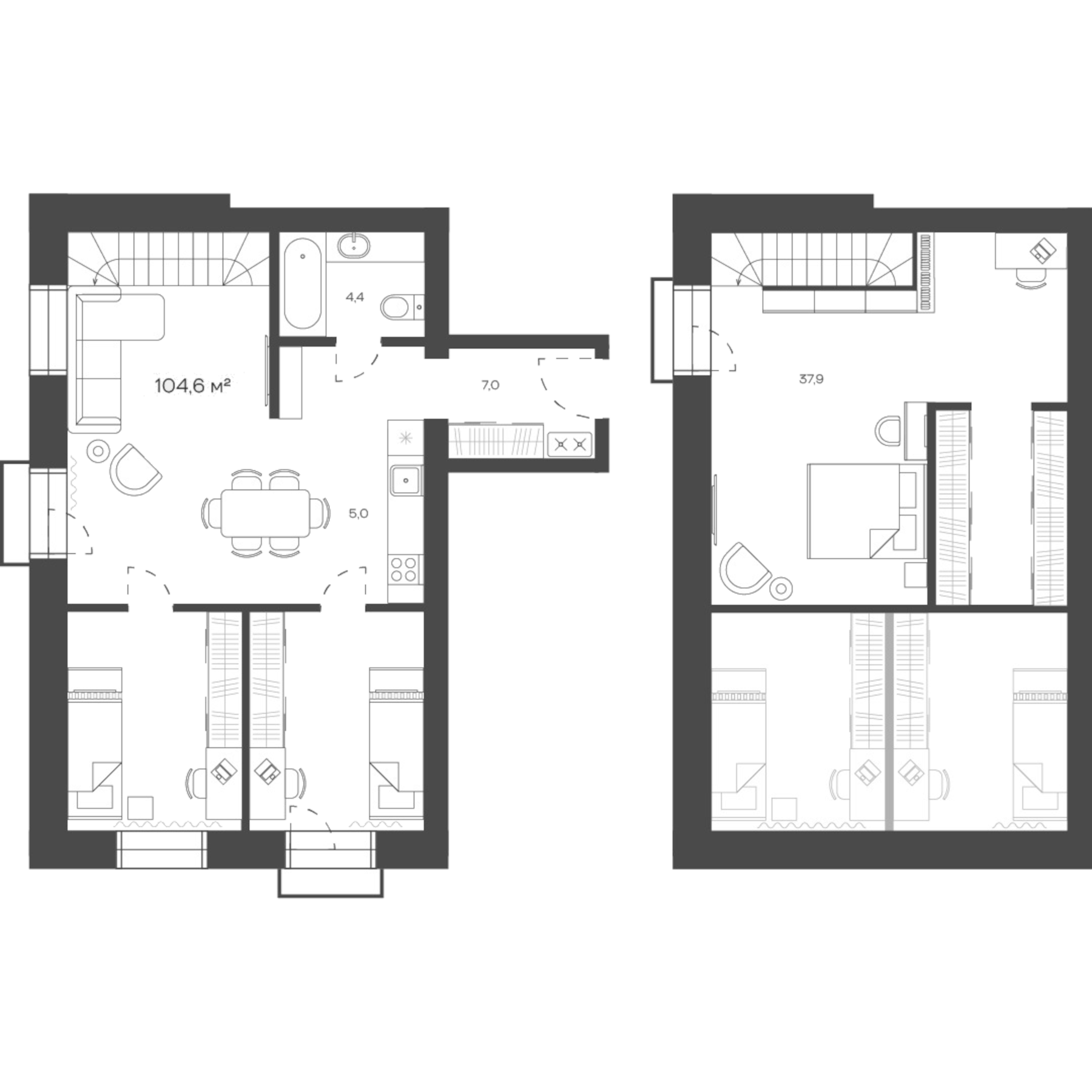 Планировка — Freedom Village, 1-комн., 105 м²
