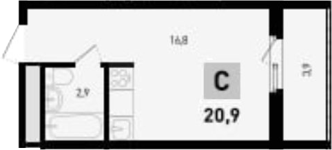 Планировка — 5 элемент Аске, Студия, 20 м²