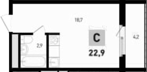 Планировка — 5 элемент Аске, Студия, 22 м²