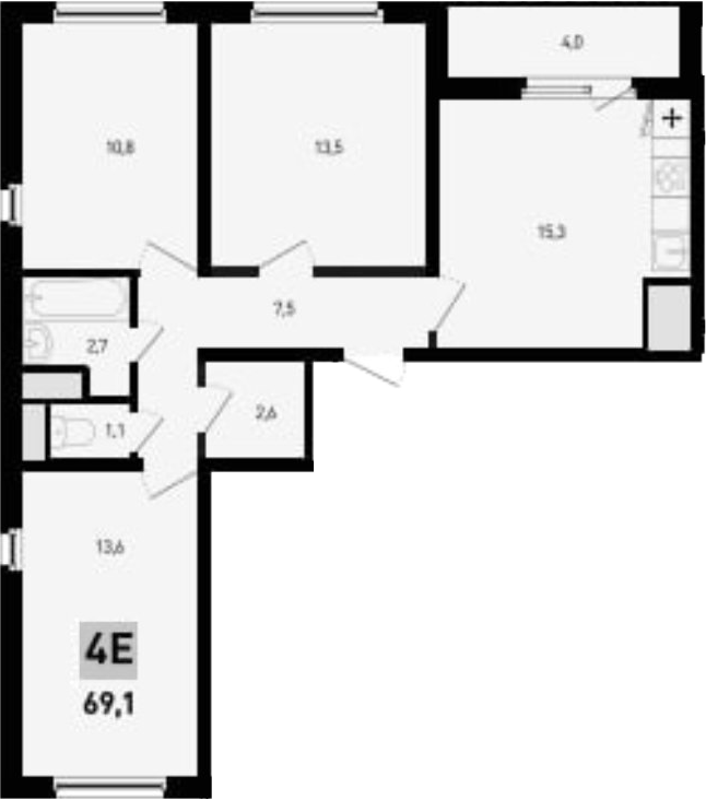 Планировка — 5 элемент Аске, 4-комн., 67 м²