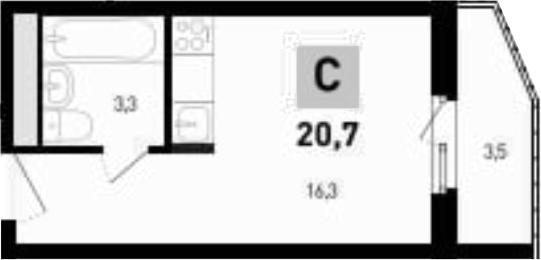 Планировка — 5 элемент Аске, Студия, 20 м²