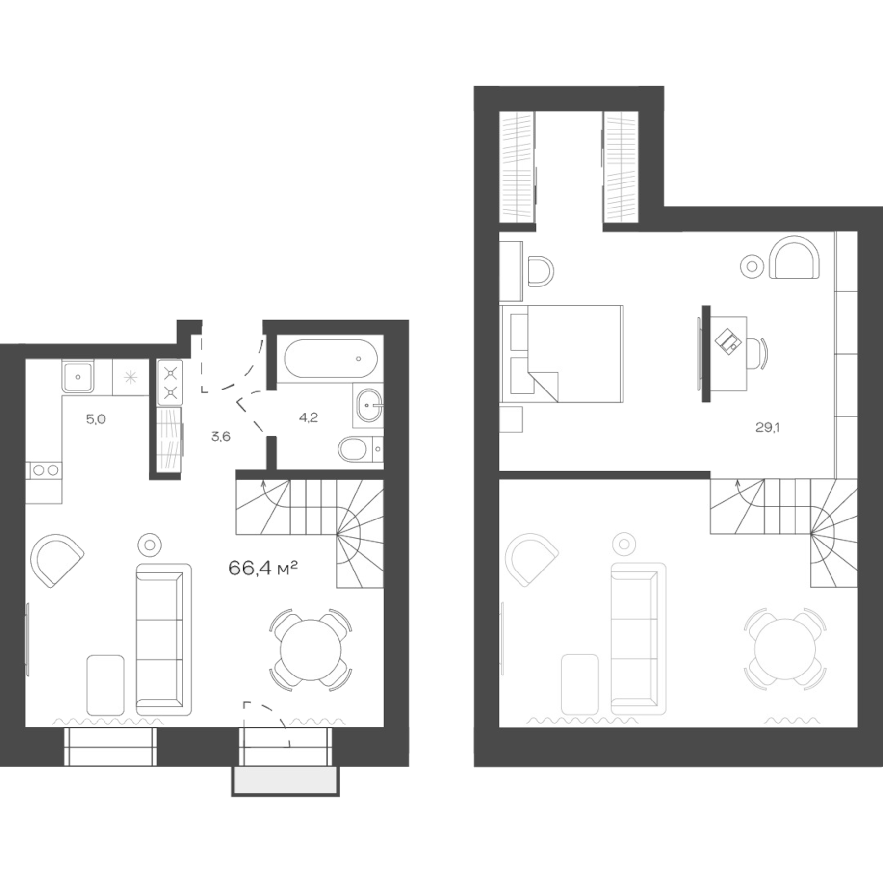 Планировка — Freedom Village, 1-комн., 66 м²