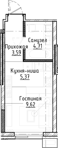 Планировка — Город на озере, Студия, 23 м²
