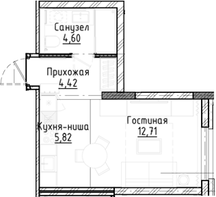 Планировка — Город на озере, Студия, 28 м²