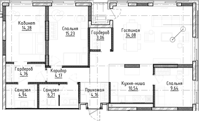 Планировка — Город на озере, 4-комн., 111 м²