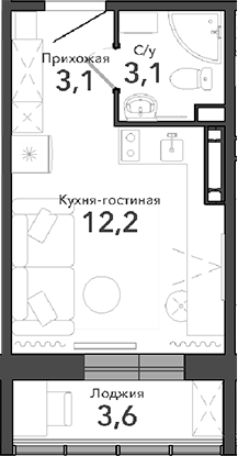Планировка — Околица, Студия, 18 м²