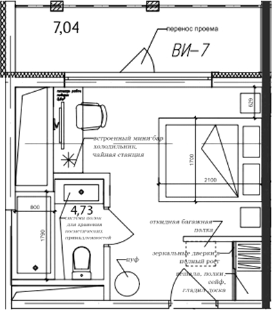 Планировка — Cosmos Stay Adler, Студия, 22 м²