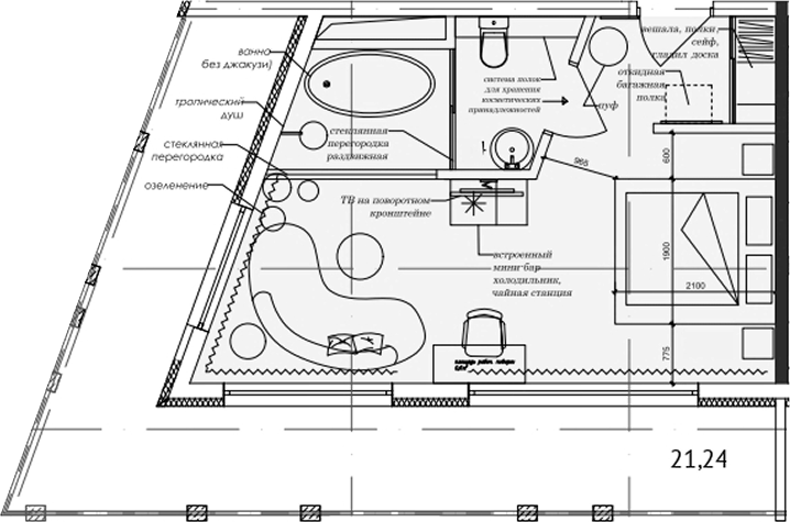 Планировка — Cosmos Stay Adler, Студия, 34 м²