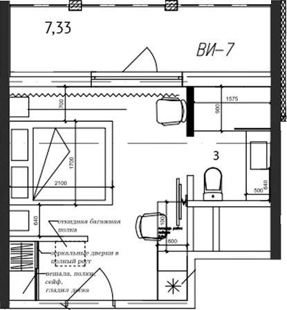 Планировка — Cosmos Stay Adler, Студия, 22 м²