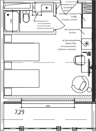 Планировка — Cosmos Stay Adler, Студия, 27 м²