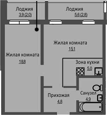 Планировка — Новый Бронный, 2-комн., 49 м²