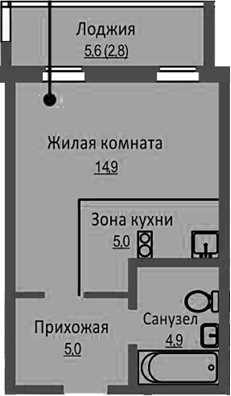 Планировка — Новый Бронный, Студия, 30 м²
