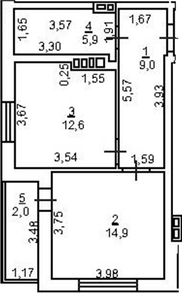 Планировка — 8 Марта. СЗ СК АРМСТРОЙ, 1-комн., 42 м²