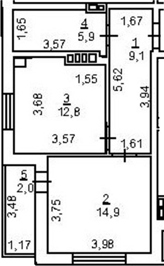 Планировка — 8 Марта. СЗ СК АРМСТРОЙ, 1-комн., 43 м²