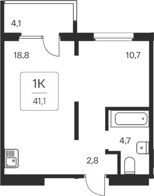 Планировка — Квартал на Игарской, 1-комн., 37 м²