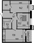 Планировка — Звезды, 2-комн., 63 м²