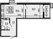 Планировка — Звезды, 1-комн., 38 м²