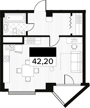 Планировка — Горизонт. AVA Сочи, 1-комн., 42 м²