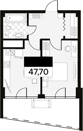 Планировка — Горизонт. AVA Сочи, 1-комн., 48 м²