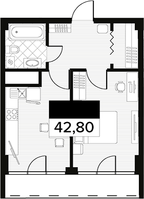 Планировка — Горизонт. AVA Сочи, 1-комн., 43 м²