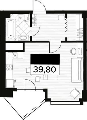 Планировка — Горизонт. AVA Сочи, 1-комн., 40 м²