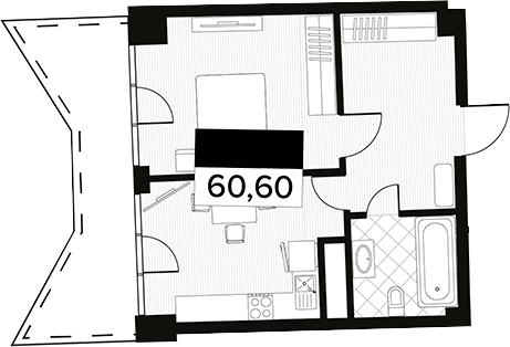 Планировка — Горизонт. AVA Сочи, 1-комн., 50 м²