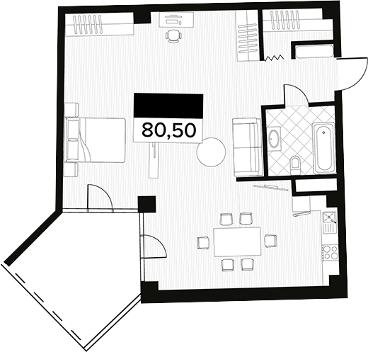 Планировка — Горизонт. AVA Сочи, 1-комн., 81 м²