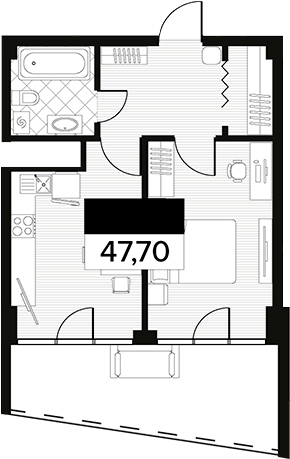 Планировка — Горизонт. AVA Сочи, 1-комн., 48 м²