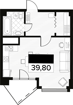 Планировка — Горизонт. AVA Сочи, 1-комн., 40 м²