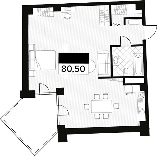 Планировка — Горизонт. AVA Сочи, 1-комн., 81 м²