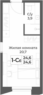 Планировка — RIZALTA RESORT BELOKURIKHA, Студия, 25 м²