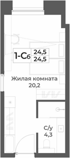 Планировка — RIZALTA RESORT BELOKURIKHA, Студия, 25 м²