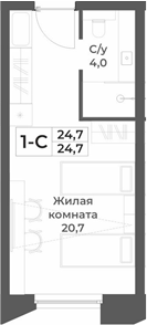 Планировка — RIZALTA RESORT BELOKURIKHA, Студия, 25 м²
