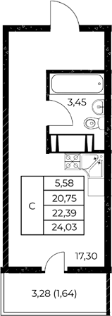 Планировка — Звезда Столицы 2, Студия, 22 м²