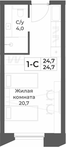 Планировка — RIZALTA RESORT BELOKURIKHA, Студия, 25 м²