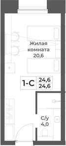Планировка — RIZALTA RESORT BELOKURIKHA, Студия, 25 м²