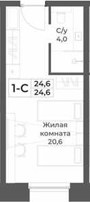 Планировка — RIZALTA RESORT BELOKURIKHA, Студия, 25 м²
