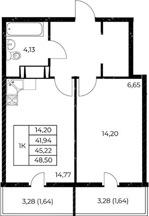 Планировка — Звезда Столицы 2, 1-комн., 45 м²