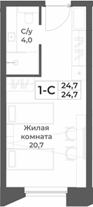 Планировка — RIZALTA RESORT BELOKURIKHA, Студия, 25 м²
