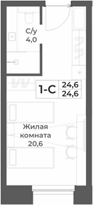 Планировка — RIZALTA RESORT BELOKURIKHA, Студия, 25 м²