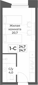 Планировка — RIZALTA RESORT BELOKURIKHA, Студия, 25 м²