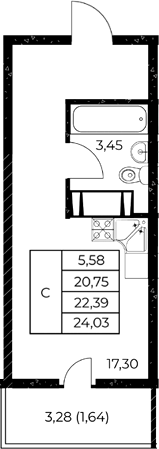 Планировка — Звезда Столицы 2, Студия, 22 м²