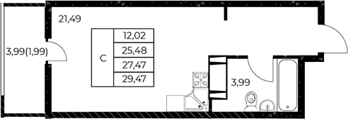 Планировка — Звезда Столицы 2, Студия, 30 м²