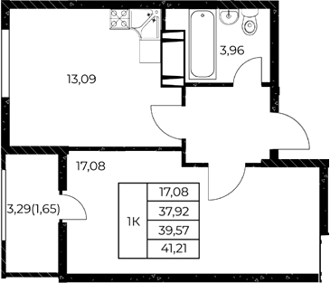 Планировка — Звезда Столицы 2, 1-комн., 40 м²