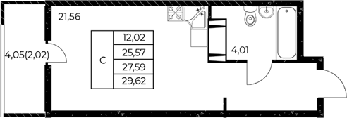Планировка — Звезда Столицы 2, Студия, 26 м²