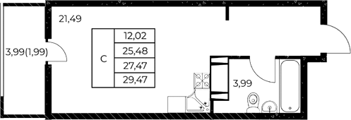 Планировка — Звезда Столицы 2, Студия, 27 м²